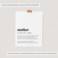 Mother Definition Print Instant Download