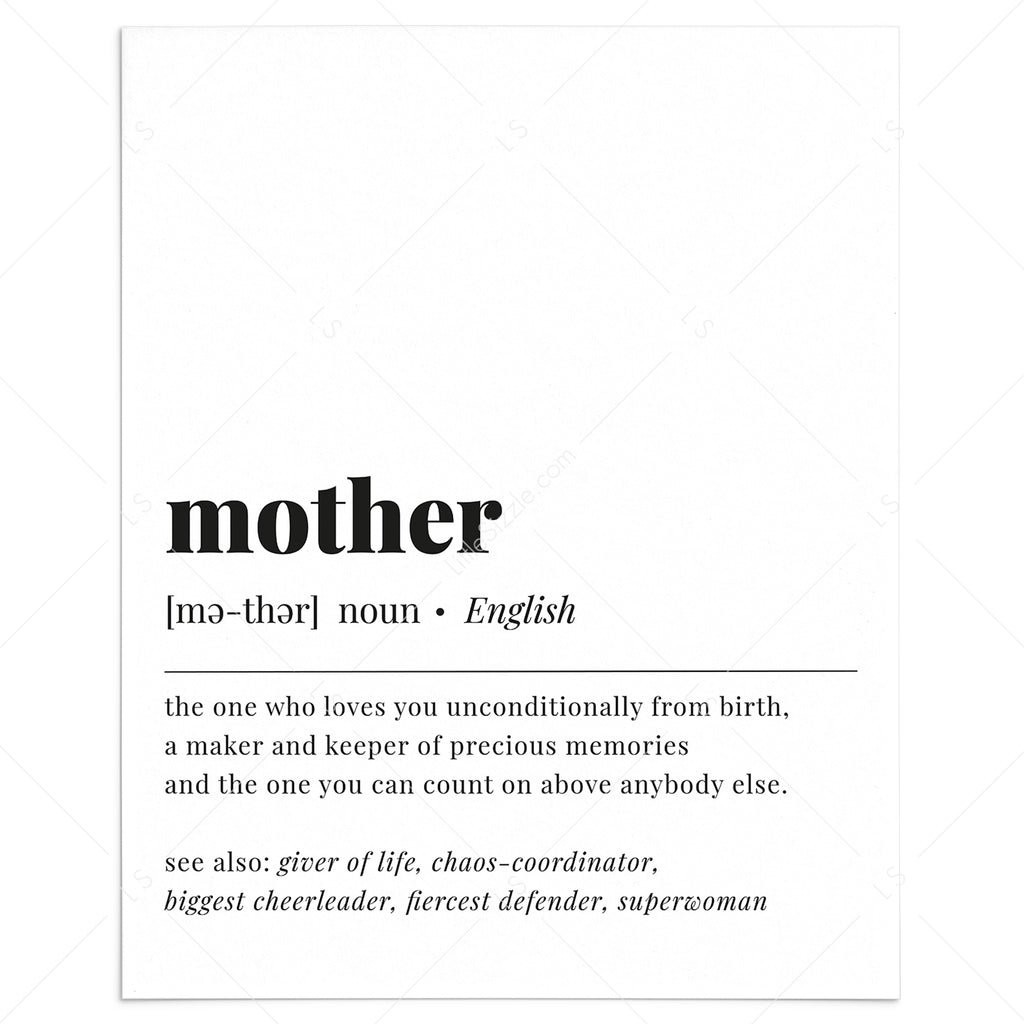 Mother Definition Print | Gift for Mother | Meaning of Mother