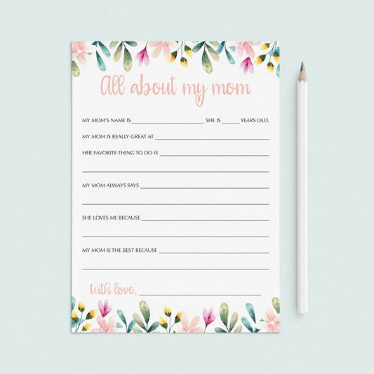 All About My Mom Mother's Day Printable by LittleSizzle