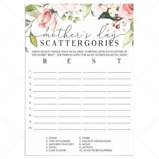 Mother's Day Scattergories Printable & Virtual by LittleSizzle