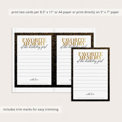 Share Your Favorite Memory Of The Birthday Girl Card Black and Gold Party