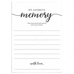 My Favorite Memory Of The One Year Old Girl Cards Printable by LittleSizzle