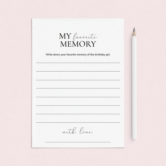  Printable Favorite Memory Of The Birthday Girl Card by LittleSizzle