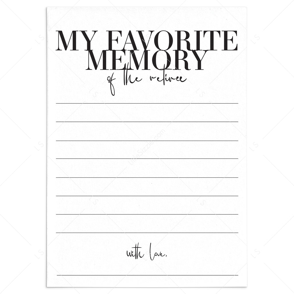 My Favorite Memory Of The Retiree Cards Printable | Download – LittleSizzle
