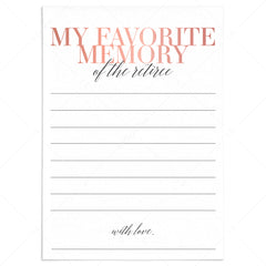My Favorite Memory Of The Retiree Cards for Women Printable by LittleSizzle