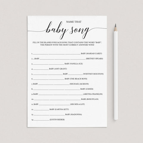 Name That Baby Song baby shower game rustic kraft paper | Download ...