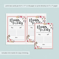 Floral babyshower girl game Would She Rather printable by LittleSizzle