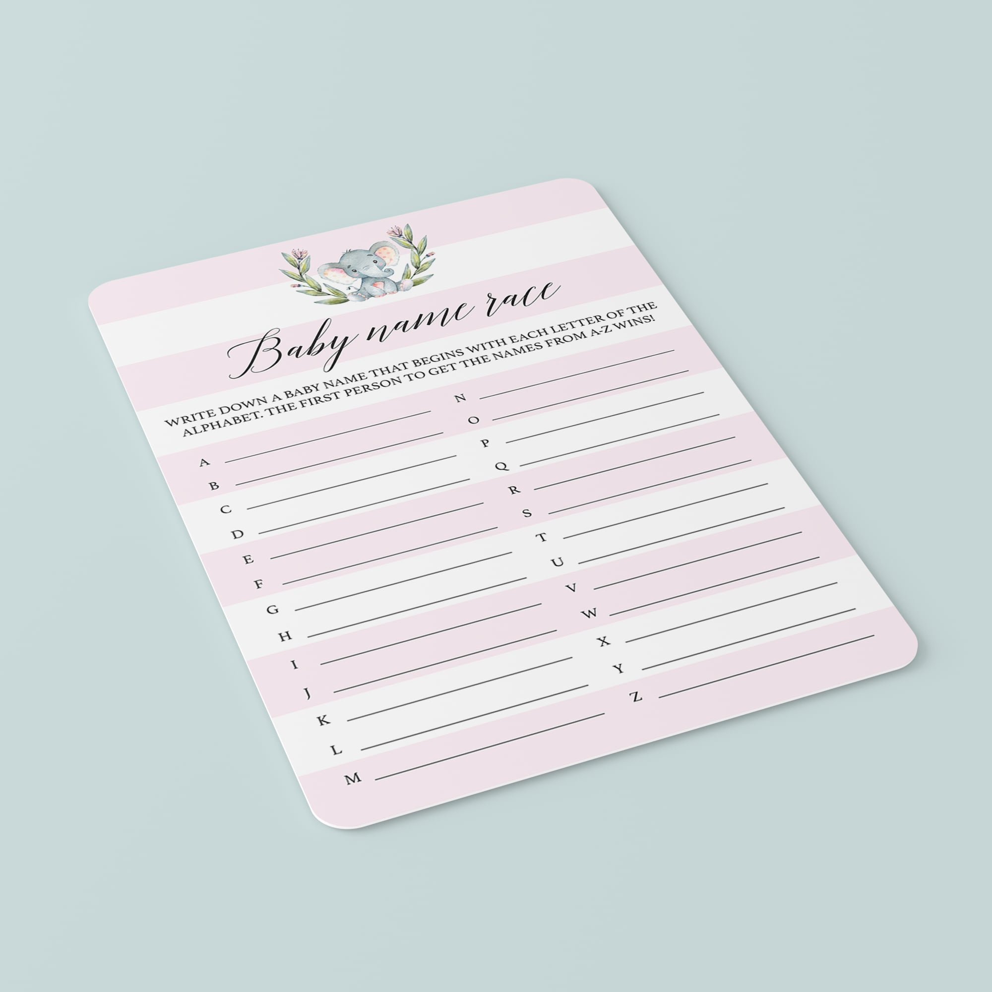 White and pink baby name race game printable PDF files by LittleSizzle