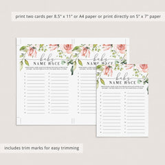 AZ baby names game for baby shower printable by LittleSizzle