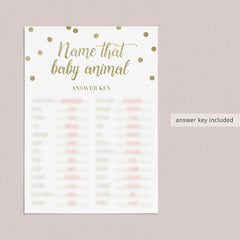 Gold confetti baby shower games download name the animals babies by LittleSizzle