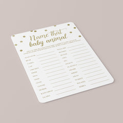 Gold baby shower name the animal babies by LittleSizzle