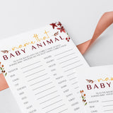 Autumn Themed BabyShower Game Name The Baby Animal Printable