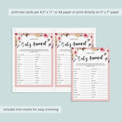 Pink florals baby animal game download by LittleSizzle