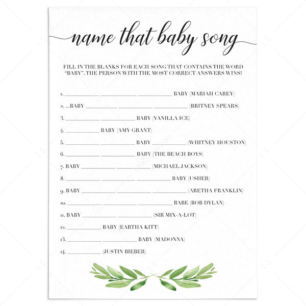 Name That Baby Song baby shower game gender neutral | Instant download ...