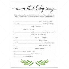 Name the song baby shower game gender neutral by LittleSizzle