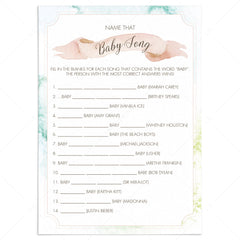 Name that baby song printable for neutral baby shower by LittleSizzle