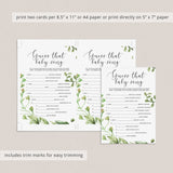 Guess that baby song baby shower game green leaves printable file by LittleSizzle