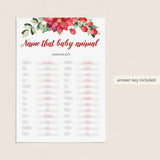 Red Floral Baby Shower Game Name The Baby Animal