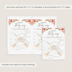 Boho Tribal Baby Shower Activities Pack Printable