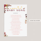 Boho Chic BabyShower Game Name That Baby Song Instant Download