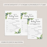Name that baby tune baby shower game with green leaves by LittleSizzle