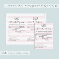 Elephant theme baby shower name the song game printable by LittleSizzle