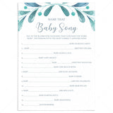 Watercolor Blue Baby Shower Game Guess The Song by LittleSizzle