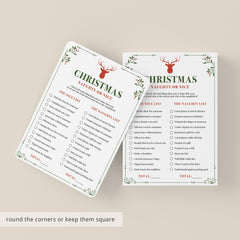 Christmas Naughty or Nice Game Printable