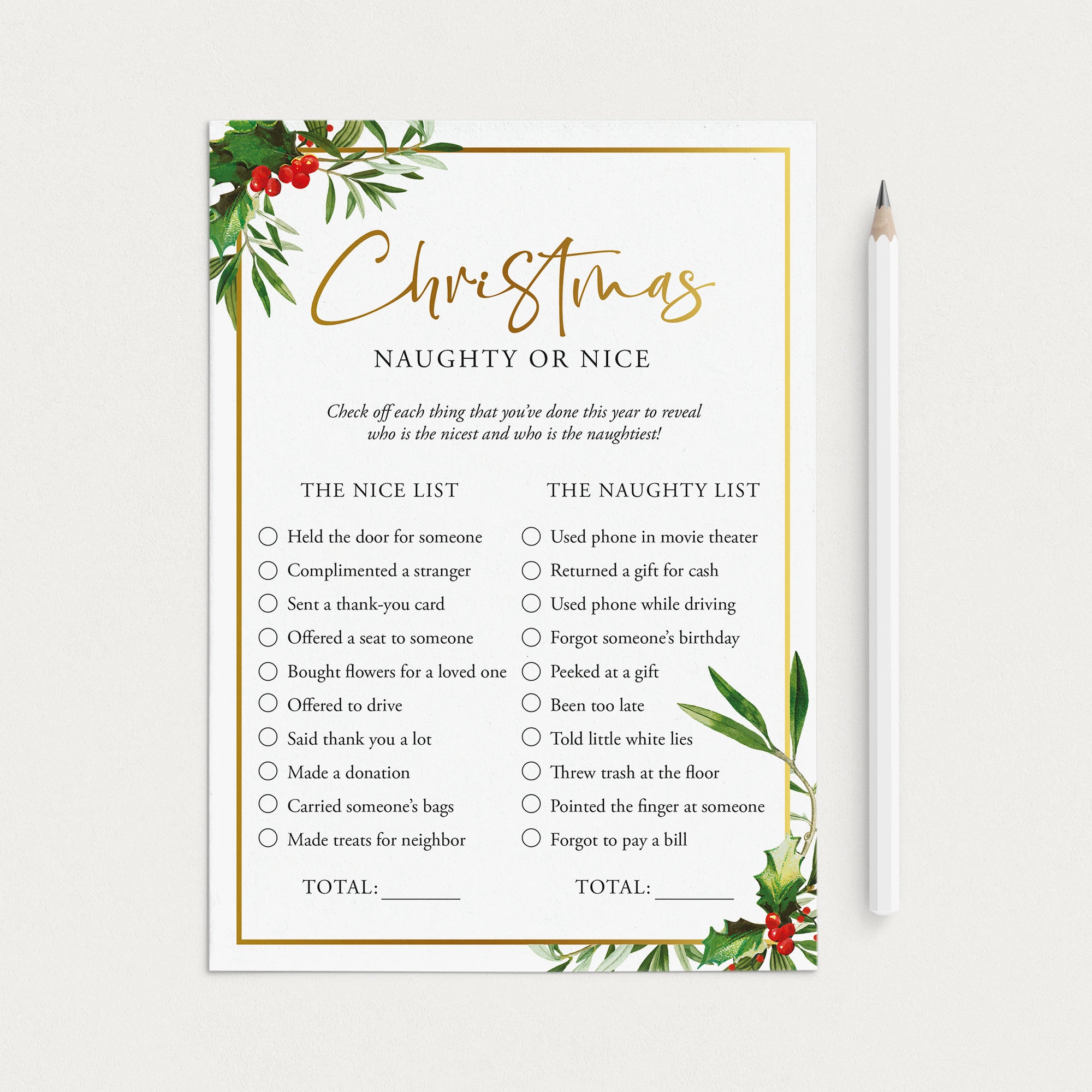 Adult Christmas Naughty or Nice List Printable by LittleSizzle