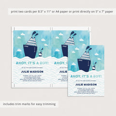 Ahoy It's A Boy Baby Shower Invitation Template Blue