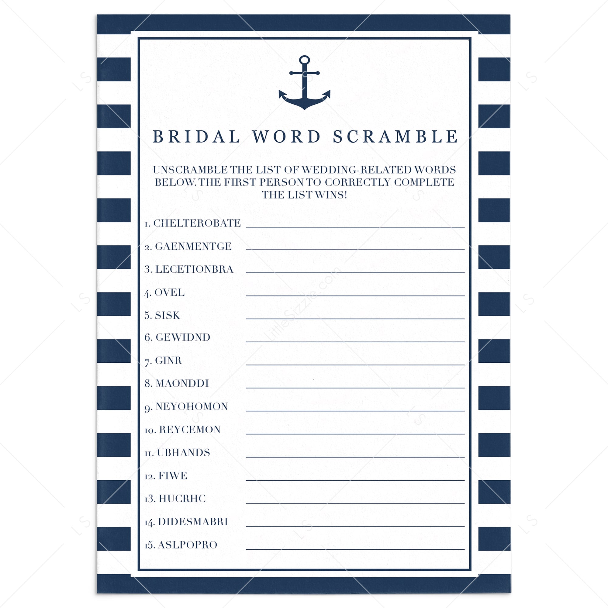 nautical bridal shower games printable by LittleSizzle