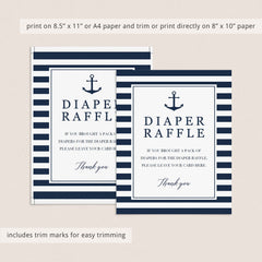 Printable diaper raffle sign navy and white stripes by LittleSizzle