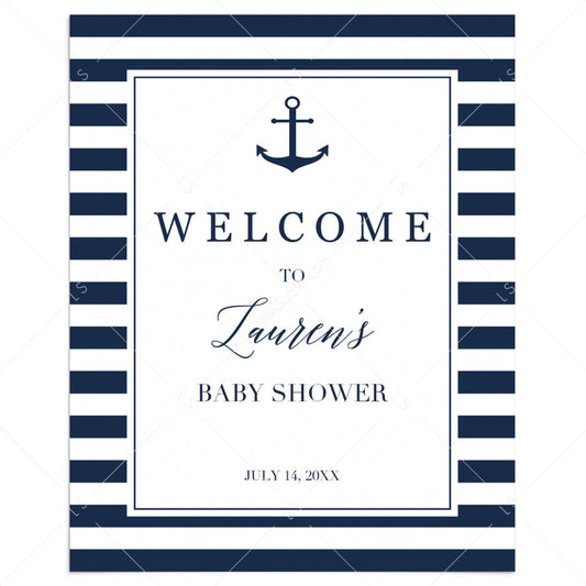 Nautical Baby Shower Welcome Sign Printable by LittleSizzle