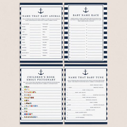 Nautical baby shower games bundle printable by LittleSizzle