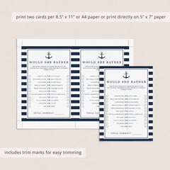 Baby shower game would she rather printable for boy by LittleSizzle