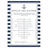 Nautical baby shower game would she rather printable by LittleSizzle