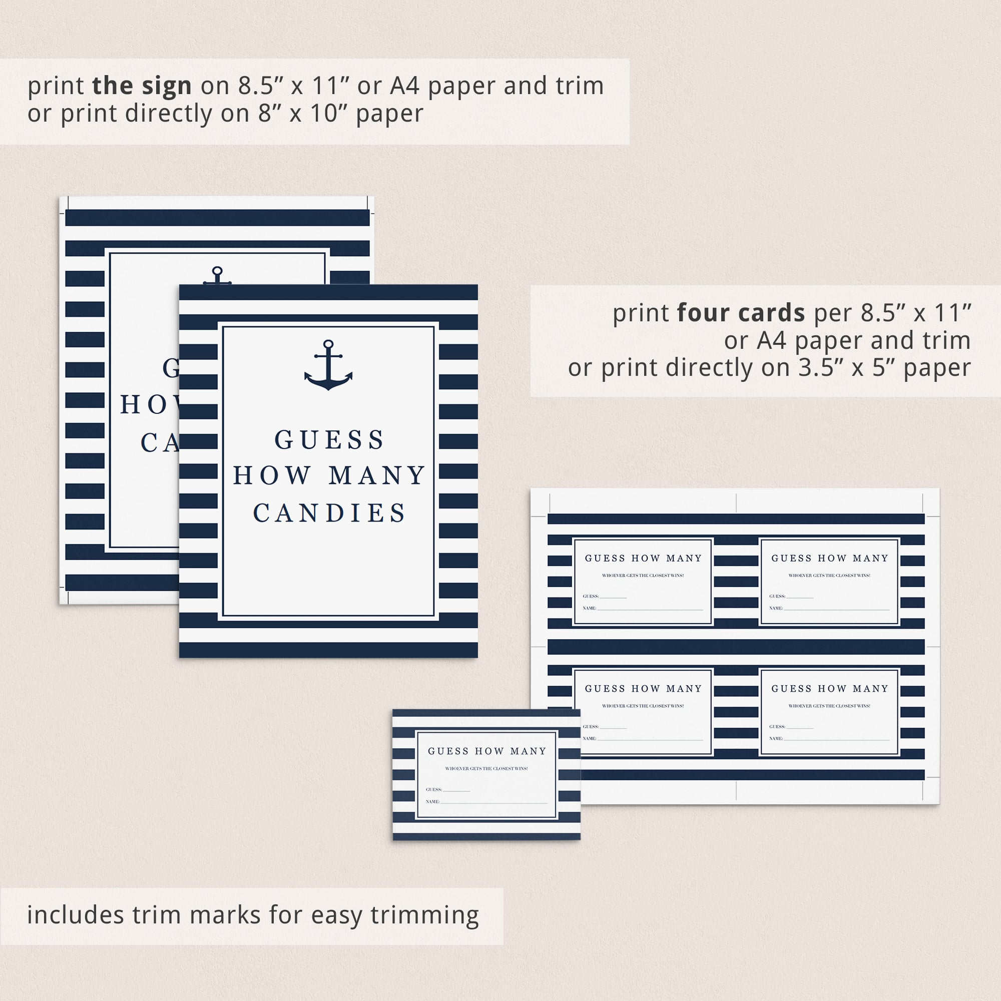 Guess how many cards navy and white stripes by LittleSizzle