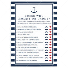 Mommy or daddy quiz for nautical baby shower by LittleSizzle