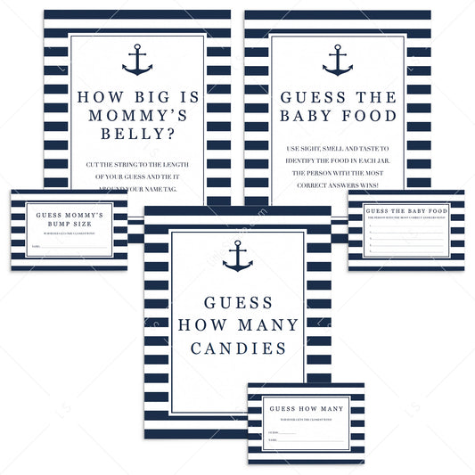 Nautical baby shower guessing game sign and cards printables by LittleSizzle