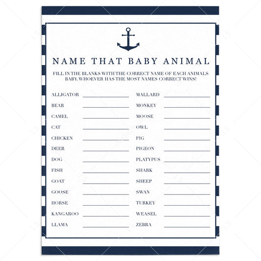 Name that baby animal game for boy baby shower by LittleSizzle