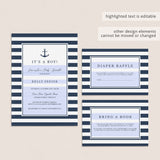 Navy blue baby sprinkle invite template for boys by LittleSizzle