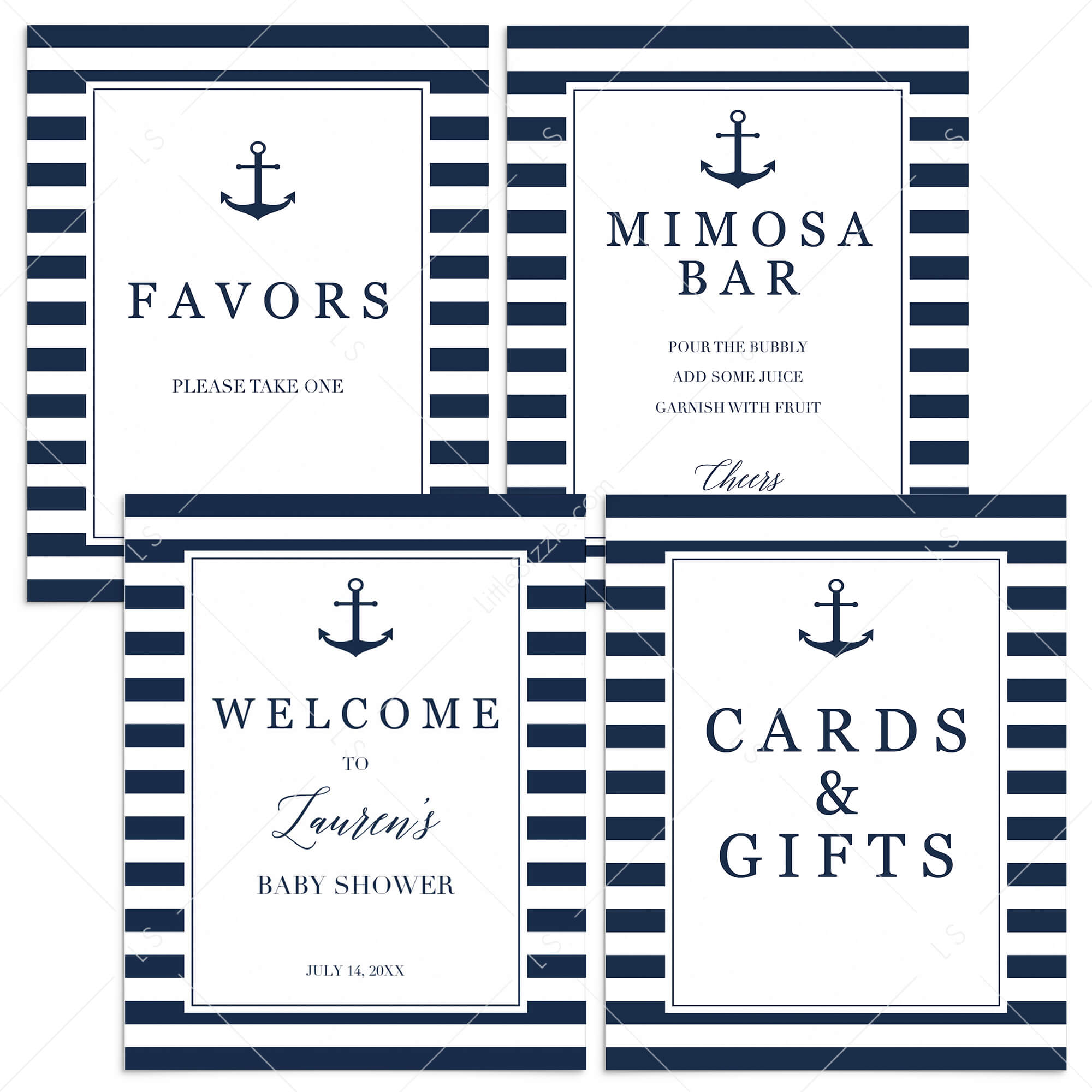 Nautical Boy Baby Shower Sign Pack Printable by LittleSizzle