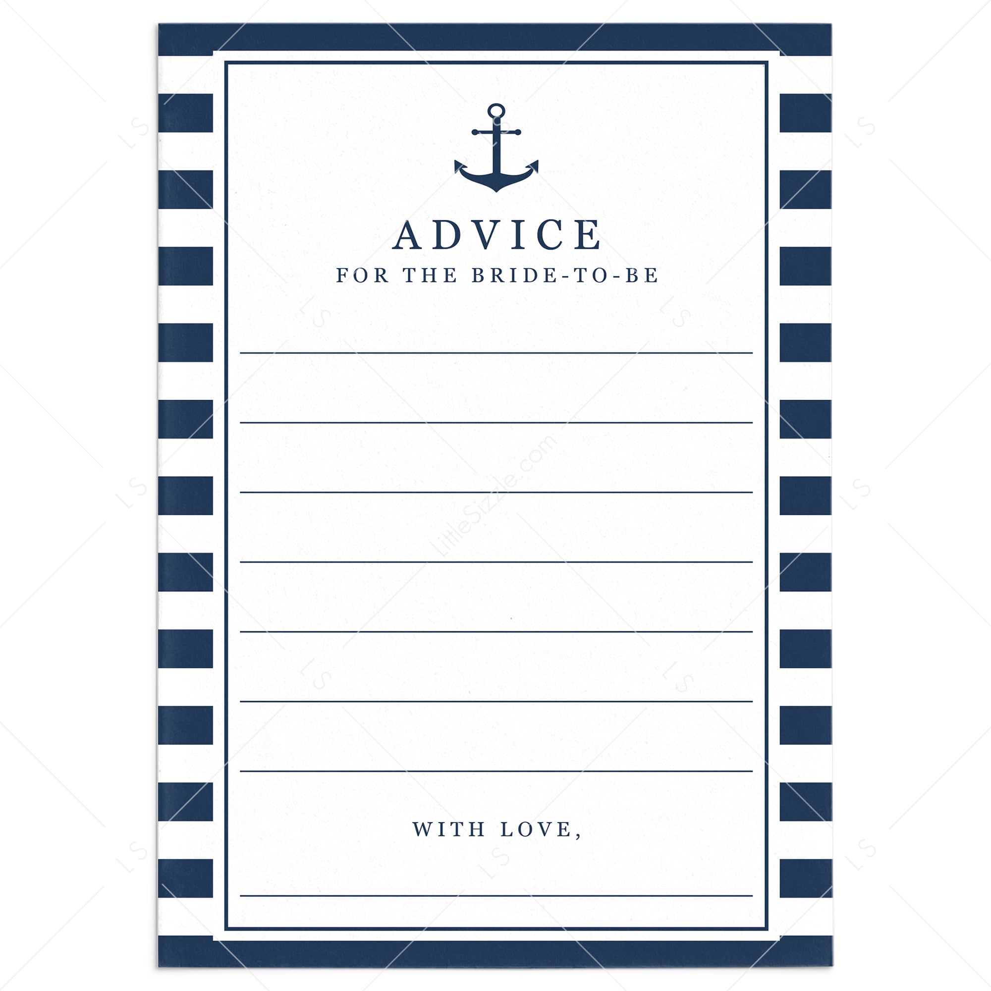 nautical bridal shower advice cards printable by LittleSizzle