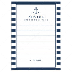 nautical bridal shower advice cards printable by LittleSizzle