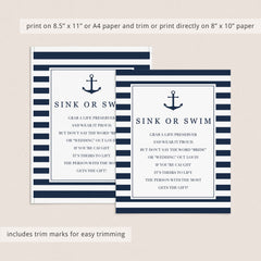 anchor bridal shower game sign template