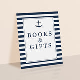 Nautical Baby Shower Books and Gifts Sign Printable