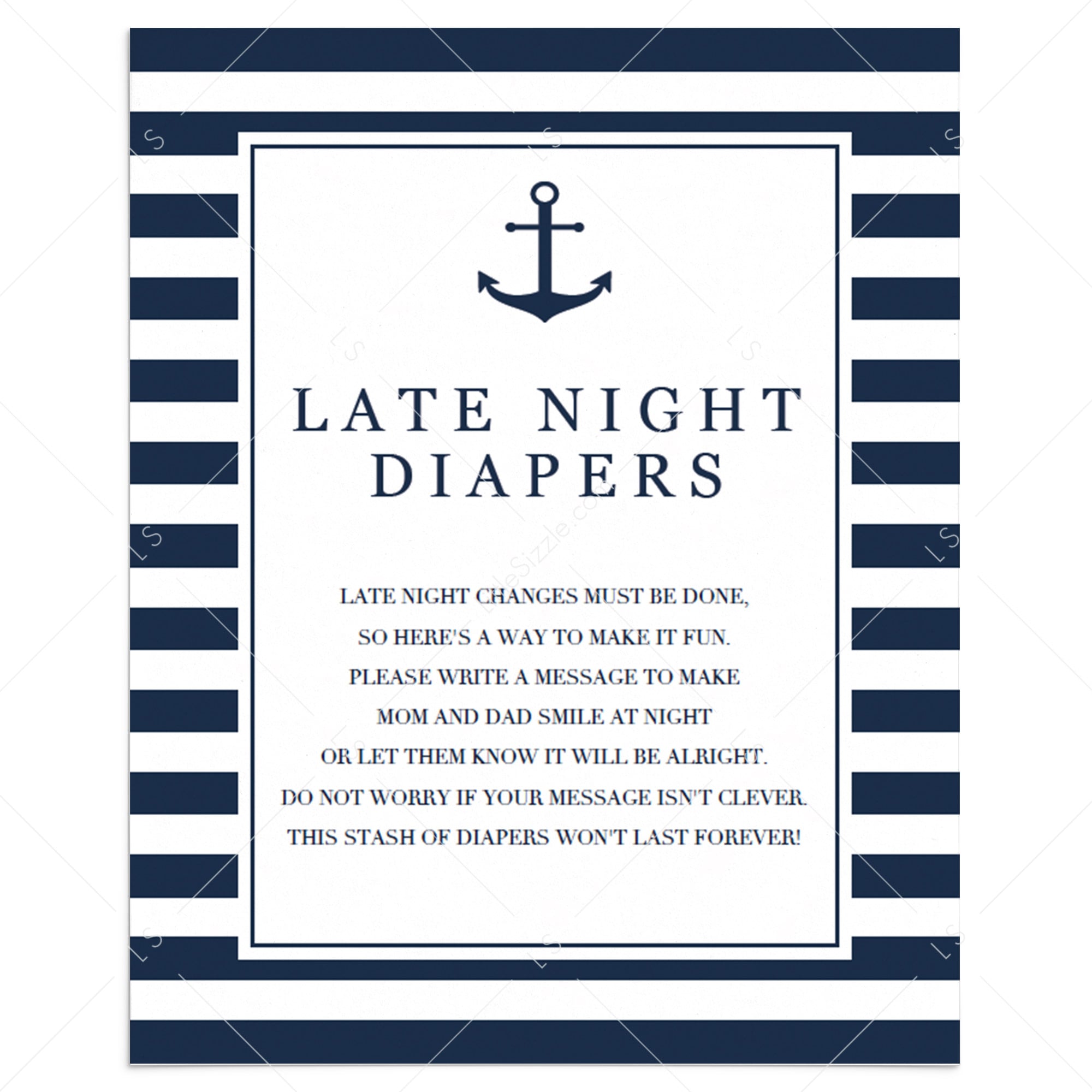 Late night diaper game for nautical baby shower printable by LittleSizzle