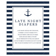 Late night diaper game for nautical baby shower printable by LittleSizzle