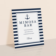 Mimosa Bar Sign Printable Navy and White