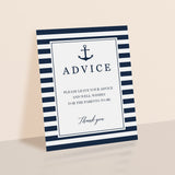Printable Advice Sign for Nautical Baby Shower